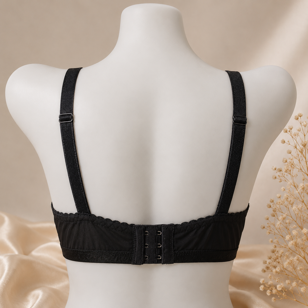 Premium Cotton Chikan Embroidered Bra Slim Fit - Non-Padded - Black