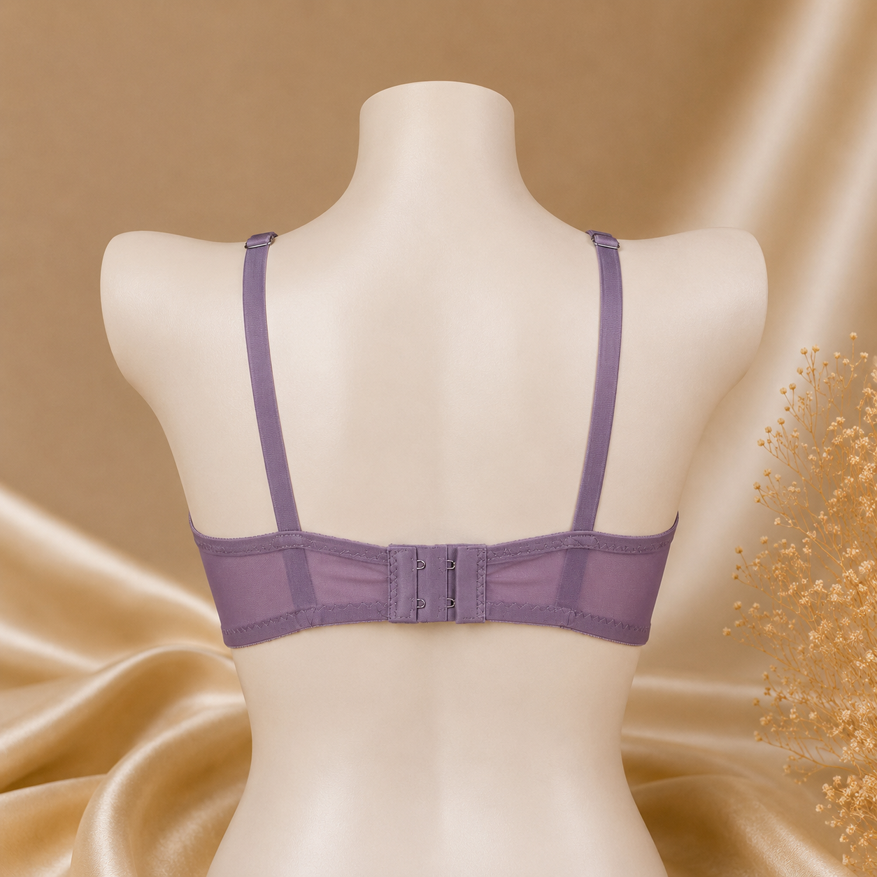 Half-Cup Bra with Lace - Adjustable Straps - Pink